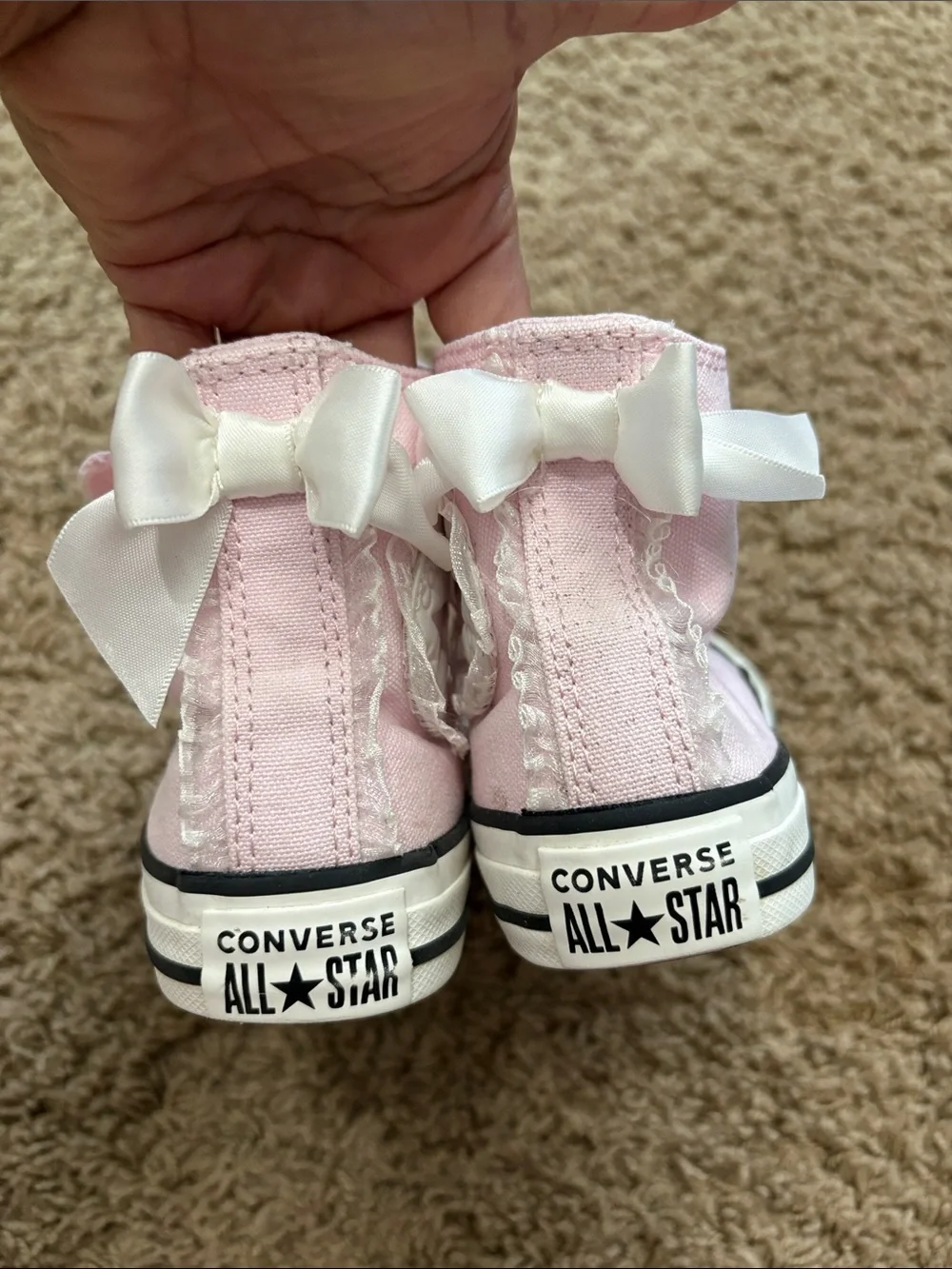 Converse Kids Pink High-Top Canvas Sneakers with Bow Accent